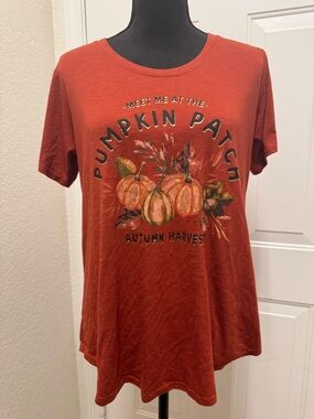 Pumpkin Patch Graphic Short Sleeve Tee - Rust Orange